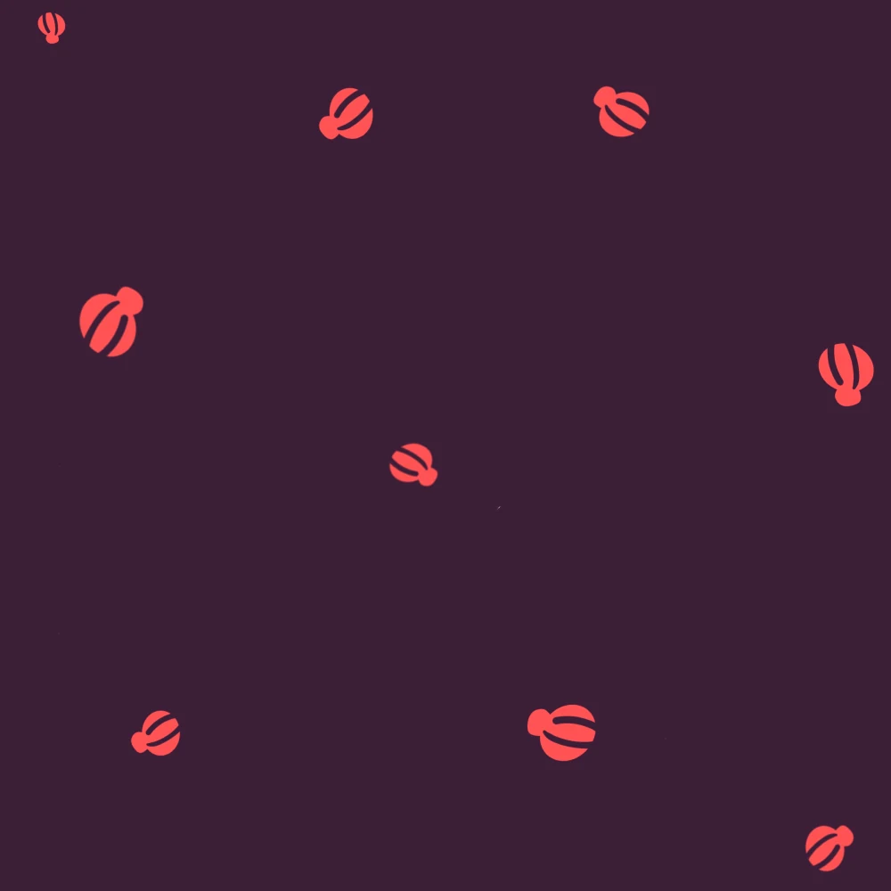 Scattered coral red sea motifs on dark plum