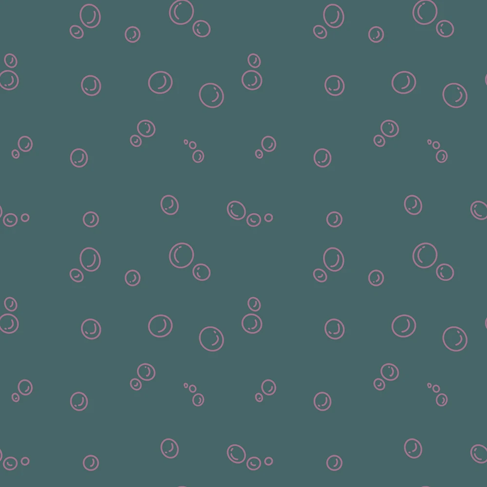 Mauve outlined bubbles on muted teal